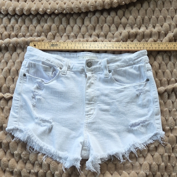 eunina Pants - Eunina White Jean Shorts Distressed Frayed Hem